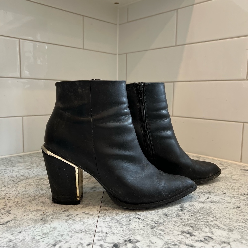 Aldo Black Ankle Boots with Silver Accent